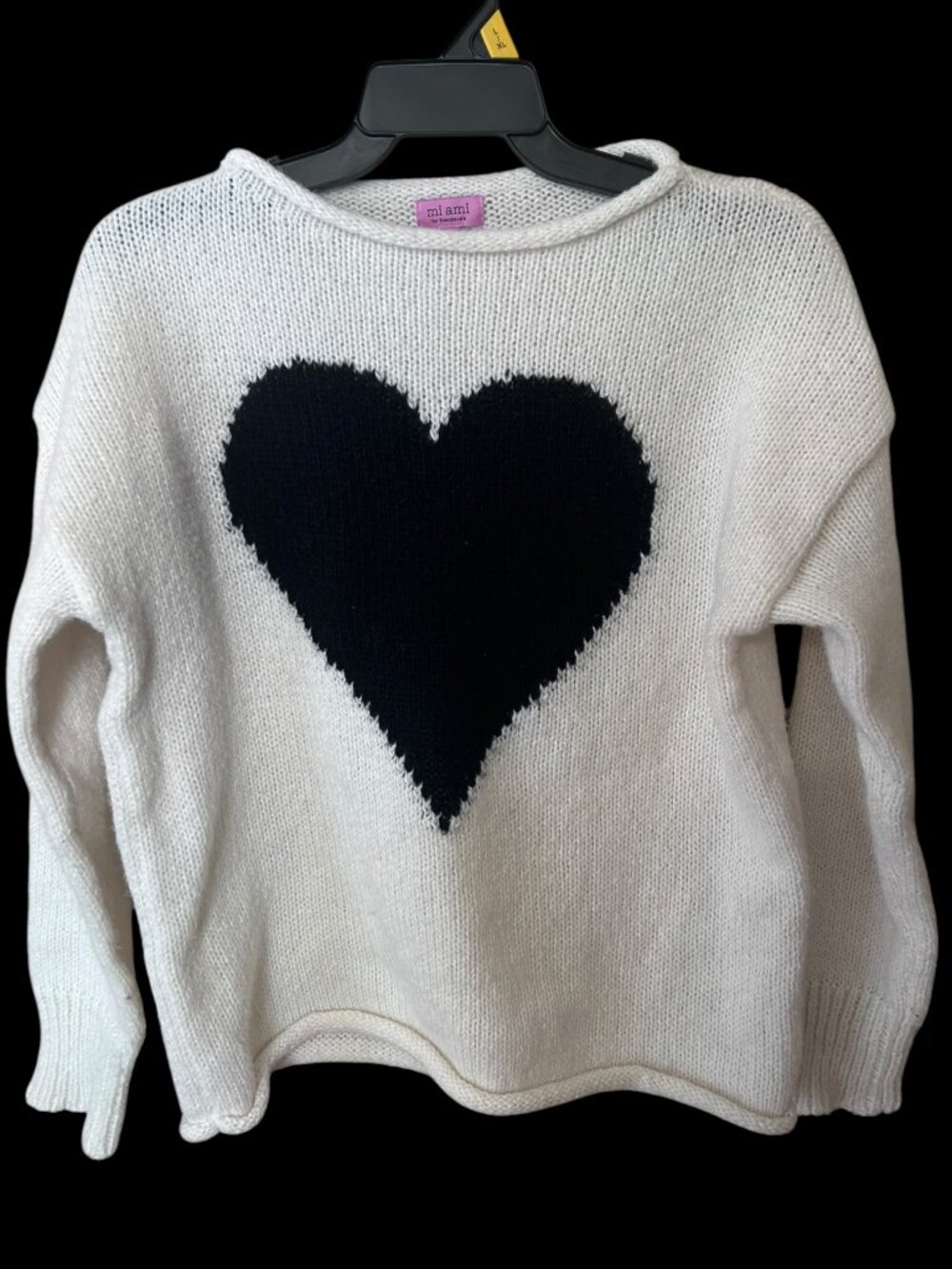 Mi Ami Francesca's Ivory Heart Knit Sweater Size S Boho